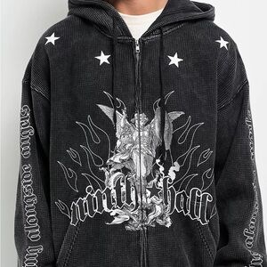 Zumiez Black Zip Up Sweater WITH CUSTOM SLEEVES